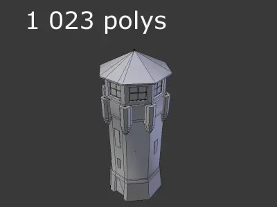 low poly prison tower Low-poly 3D model