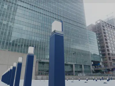 Street Light 8 Bollard 900 mm Futuristic Blue Version 5 Low-poly 3D model