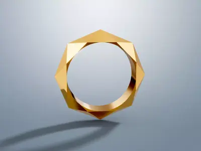 Geometric Faceted Ring 3D print model buy