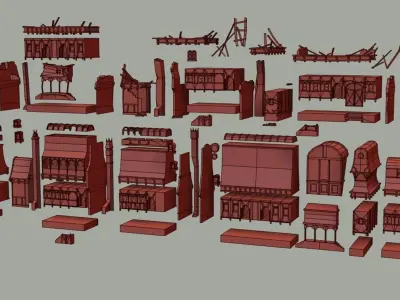 Medieval House Modular Pack Low-poly 3D model