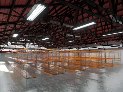 Warehouse Industrial Interior and Exterior Low-poly 3D model