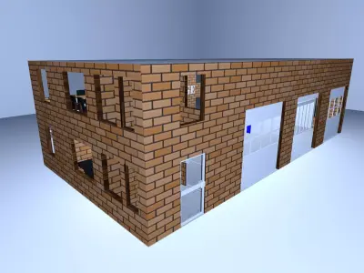 Garage brick building Low-poly 3D model purchase