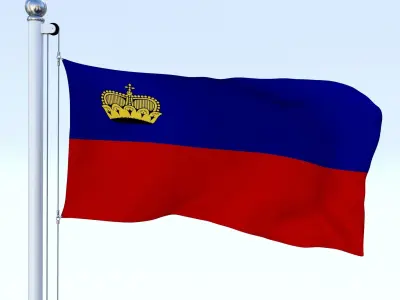Animated Liechtenstein Flag Low-poly 3D model