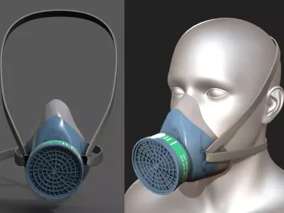 Gas mask protection isolated plastic scifi fantasy  Low-poly 3D model