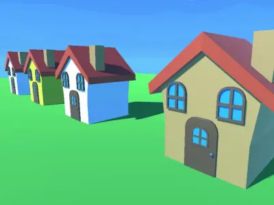 Cartoon house Low-poly 3D model 29