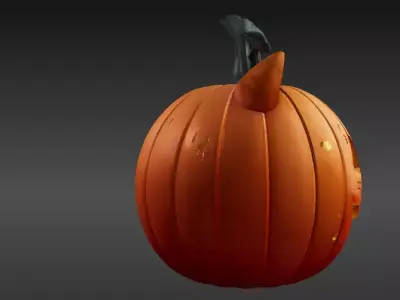 Cute Pumpkin Cat Light 3D Model Decorative Lamp Print Ready  Low-poly 3D model