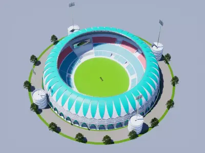 EKANA CRICKET STADIUM LUCKNOW INDIA Low-poly 3D model