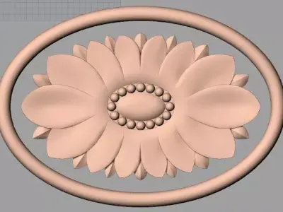 Furniture decoration round flower 3D STL model for CNC E944 3D model