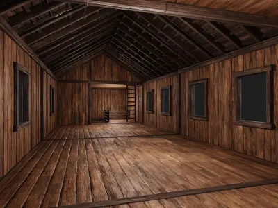 Old Wooden House Building 4K Textures GameReady 124 Low-poly 3D model