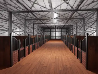 Horse Stable Low-poly 3D model