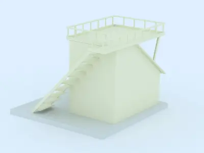 Doghouse dog house with stairs and paw prints 3D model