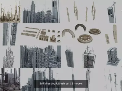 Scifi dressing kitbash set 3D Model Pack