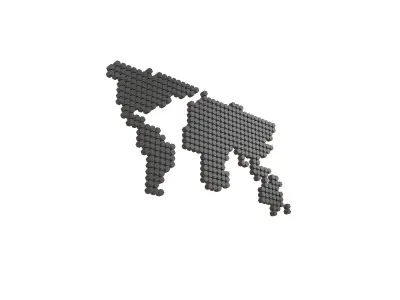 Earth Map Hexagon Style v1 001 Low-poly 3D model