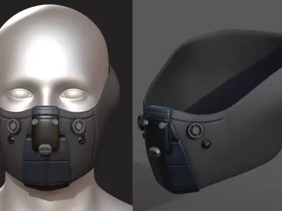 Gas mask respirator scifi futuristic 3d  Low-poly 3D model 2