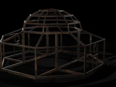 AAA Wooden Enterable Medieval Primal Thatched Cottage Hut 09 R Low-poly 3D model