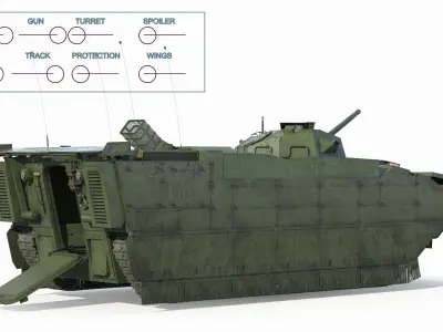  Tracked Amphibious Infantry Vehicle Wet Hull Rigged 