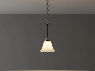 Brushed Nickel Mini Pendant with Etched Glass 3D model