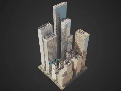 Realistic City District H2-C8 MAYA Low-poly 3D model