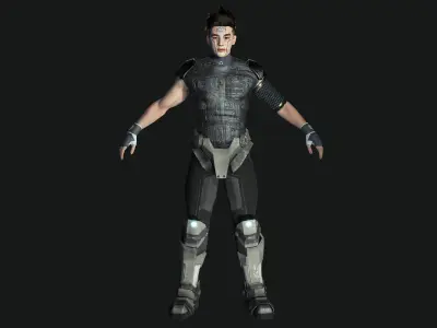 AAA 3D Cyborg Futuristic Male - Game Ready Realistic Character Low-poly 3D model