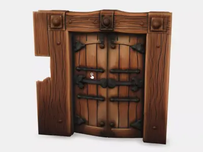 Heavy Wood Grille Door Low-poly 3D model