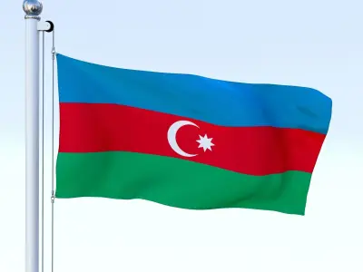 Animated Azerbaijan Flag Low-poly 3D model
