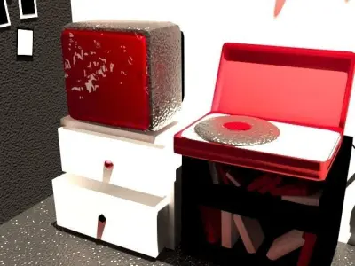 Small room with Red Light 3D model