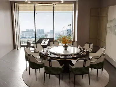 This Chinese - style restaurant private room 3D model