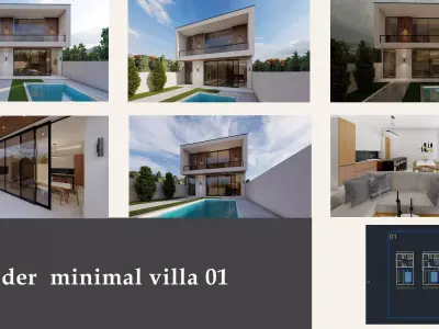 Modern Minimal Villas Pack - 4 Exterior Models 3D model