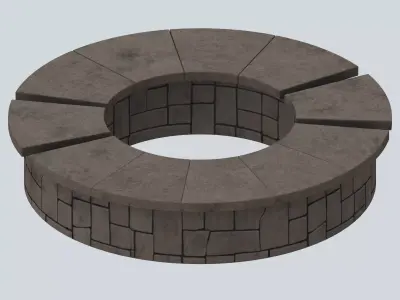 Furniture Outdoor benches Curved Stone Bench Low-poly 3D model