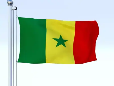 Animated Senegal Flag Low-poly 3D model