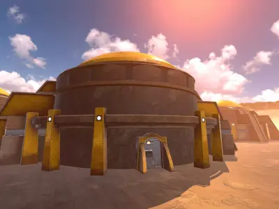 SciFi Desert Building Low-poly 3D model