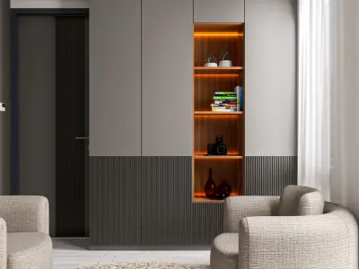 A Luxurious and Functional Home Office Interior Design Low-poly 3D model