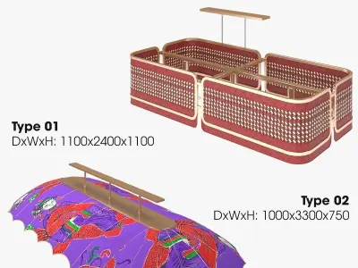 PARASOL LAMP SET 3D Model Pack