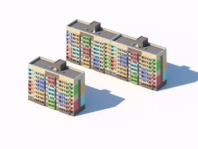 Colorful Residential Apartment Blocks 3D model