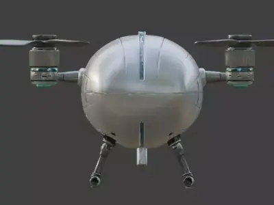 Futuristic Cartoon Surveillance Drone 3D Model Low-poly 3D model