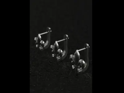 FLEUR DE LIS Hoop earrings  CLICK HINGE  3D print model