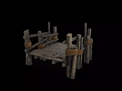 Wooden bridge Low-poly 3D model