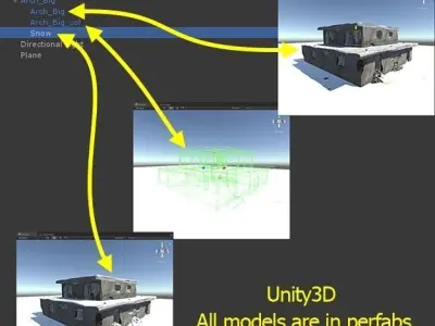 Ruined city set Low-poly 3D model