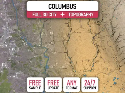 Columbus - 3D City Topography Terrain 3D Model Pack