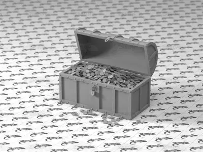 Chest With Golden Coins 3D model