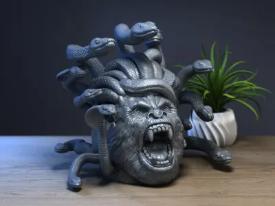 Medusa Gorilla bust Cyborg medusa gorilla bust 3D print model