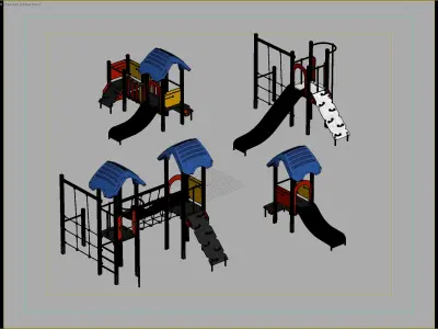 Modern Playground Slide and Climbing Set 3D model