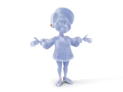 Floral Dress Character with Silver Hair  Rigged and Animated Low-poly 3D model