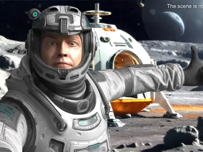  Futuristic Astronaut in Spacesuit no Visor Rigged 
