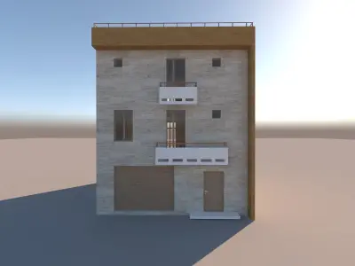 residential building low poly 3D model