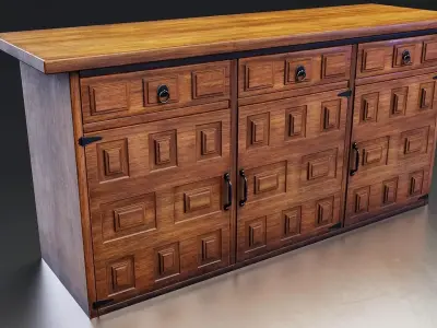 Classic Wooden Sideboard Cabinet - 1 Low-poly 3D model