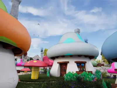 Mushroom Cartoon Village Assets Pack Low-poly 3D model