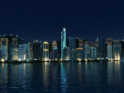 Hong Kong Night View  Hong Kong Nightscape  Victoria Harbour 3D model
