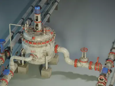 Industrial Agitated Reactor PBR Game Ready Low-poly 3D model