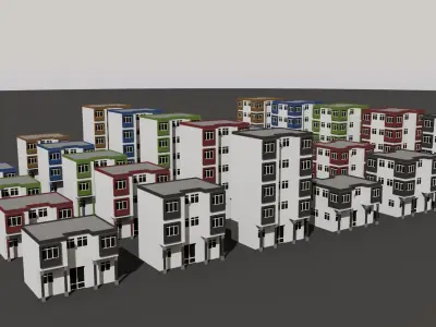 Cartoon Building Low Poly Building A 30 Variant Low-poly 3D model